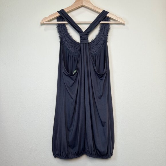 WEST KEI Charcoal Gray Sleeveless Bubble Top With Textured Neckline Size L - Picture 7 of 7